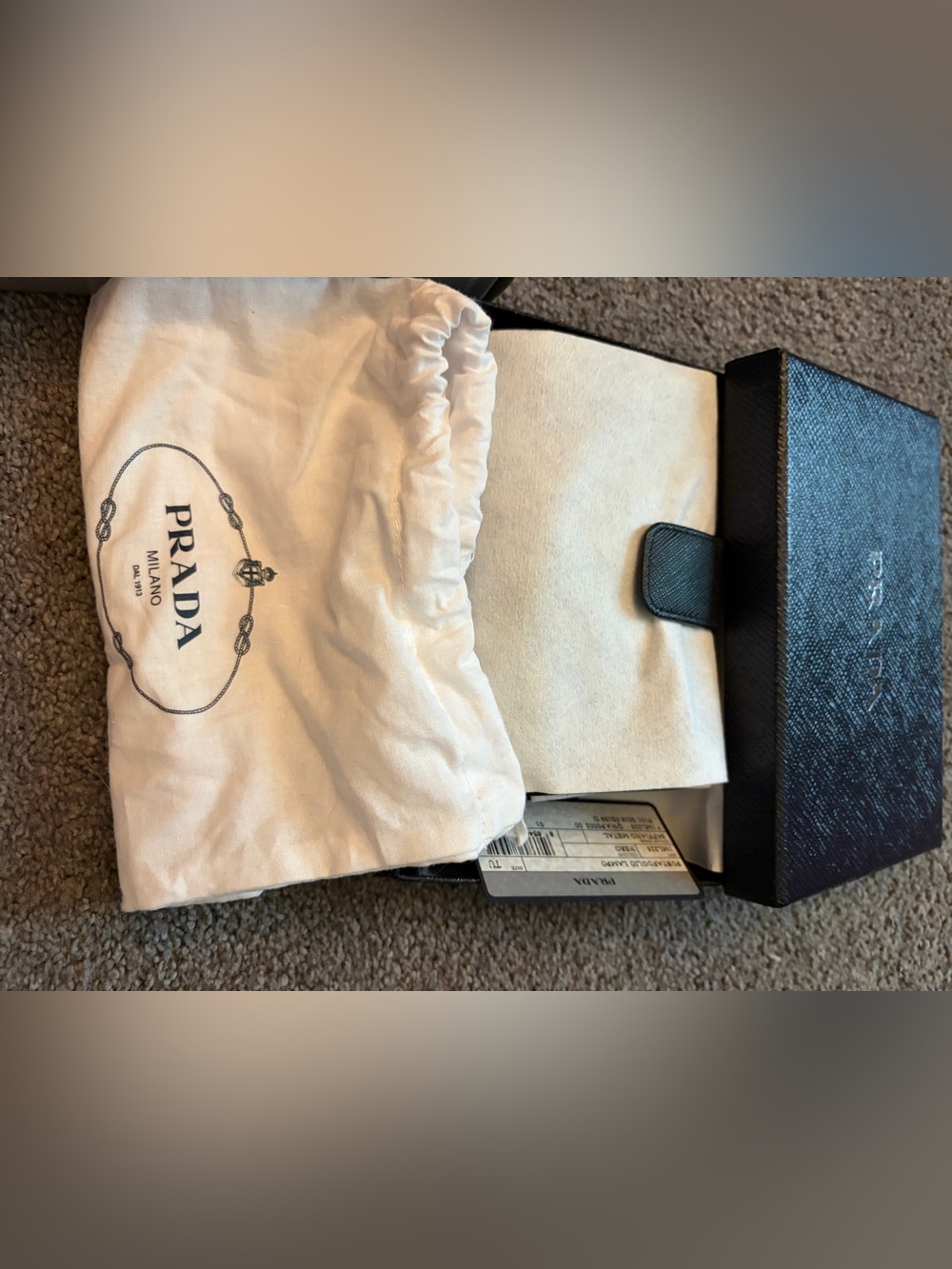 Prada Black Saffiano Leather Zip-Around Wallet with Gold Logo - Picture 11 of 16